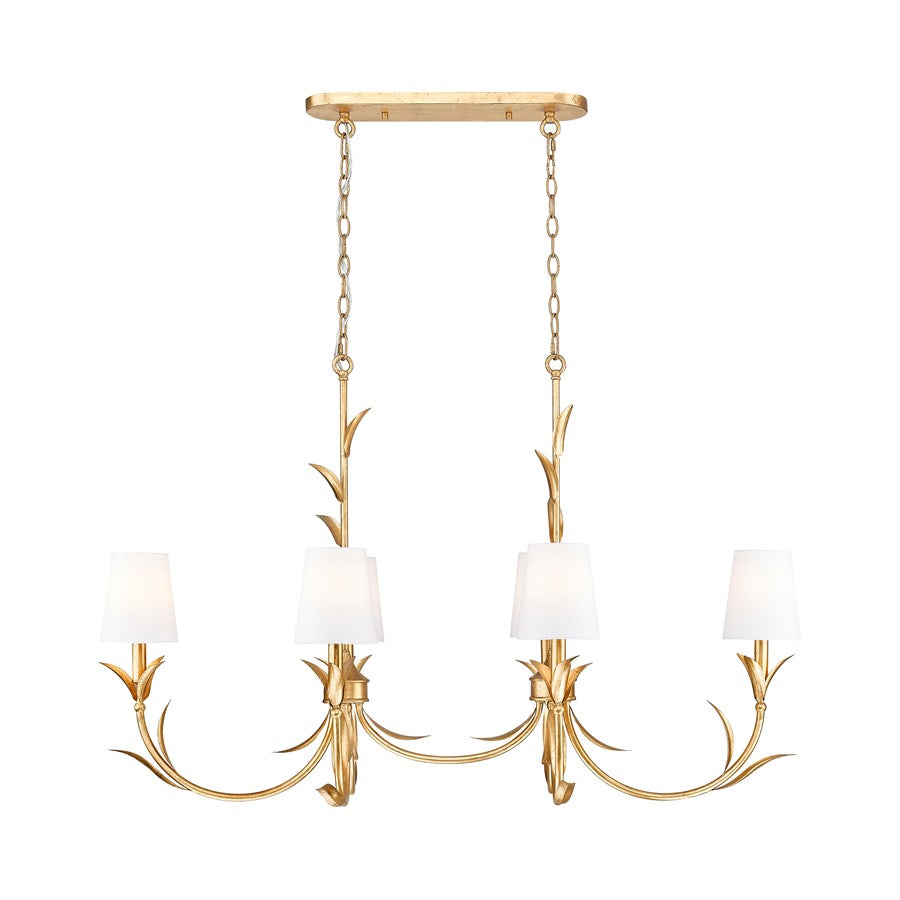 Z-Lite Aslin 6 Light Linear Chandelier, Gold Leaf/White