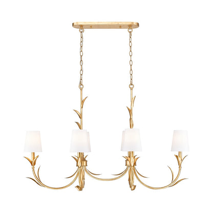 Z-Lite Aslin 6 Light Linear Chandelier, Gold Leaf/White