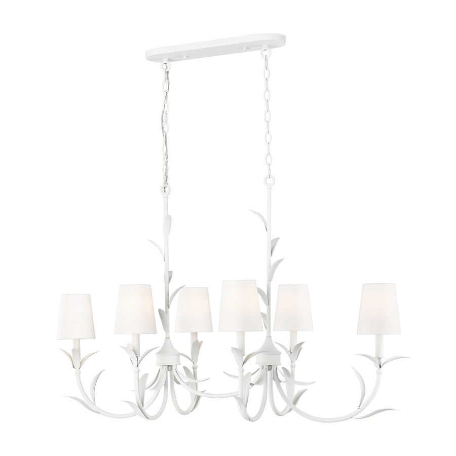 Z-Lite Aslin 6 Light Linear Chandelier, Textured White/White - 830-44L-TXWH