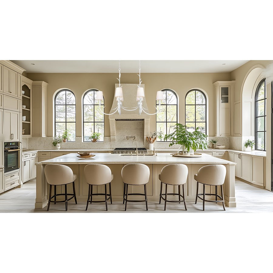 Z-Lite Aslin 6 Light Linear Chandelier, Textured White/White