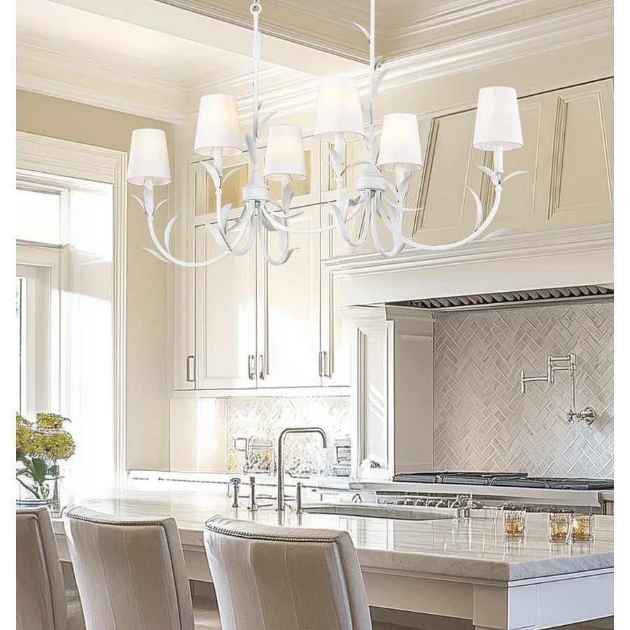 Z-Lite Aslin 6 Light Linear Chandelier, Textured White/White