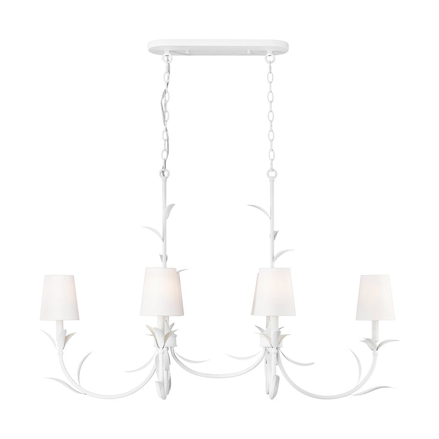 Z-Lite Aslin 6 Light Linear Chandelier, Textured White/White