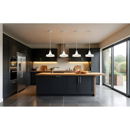 Z-Lite Reznor 1 Light 12" Pendant, Brushed Nickel/Matte Opal