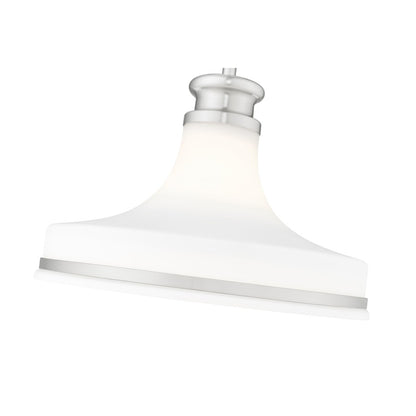 Z-Lite Reznor 1 Light 12" Pendant, Brushed Nickel/Matte Opal