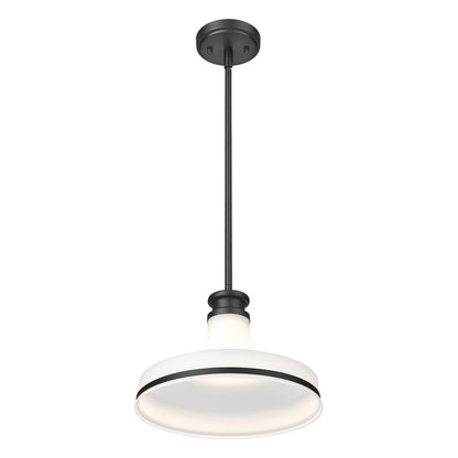 Z-Lite Reznor 1 Light 12" Pendant, Matte Black/Matte Opal