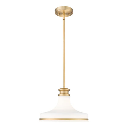 Z-Lite Reznor 1 Light 12" Pendant, Modern Gold/Matte Opal - 831P12-MGLD