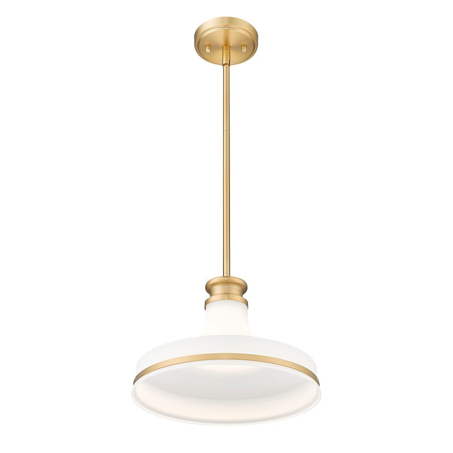 Z-Lite Reznor 1 Light 12" Pendant, Modern Gold/Matte Opal