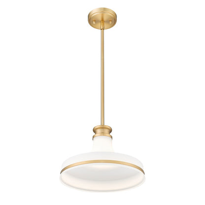 Z-Lite Reznor 1 Light 12" Pendant, Modern Gold/Matte Opal