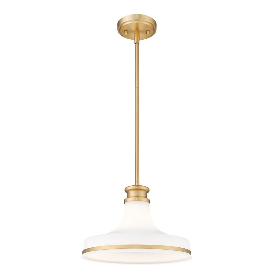 Z-Lite Reznor 1 Light 12" Pendant, Modern Gold/Matte Opal