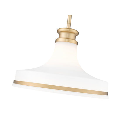 Z-Lite Reznor 1 Light 12" Pendant, Modern Gold/Matte Opal