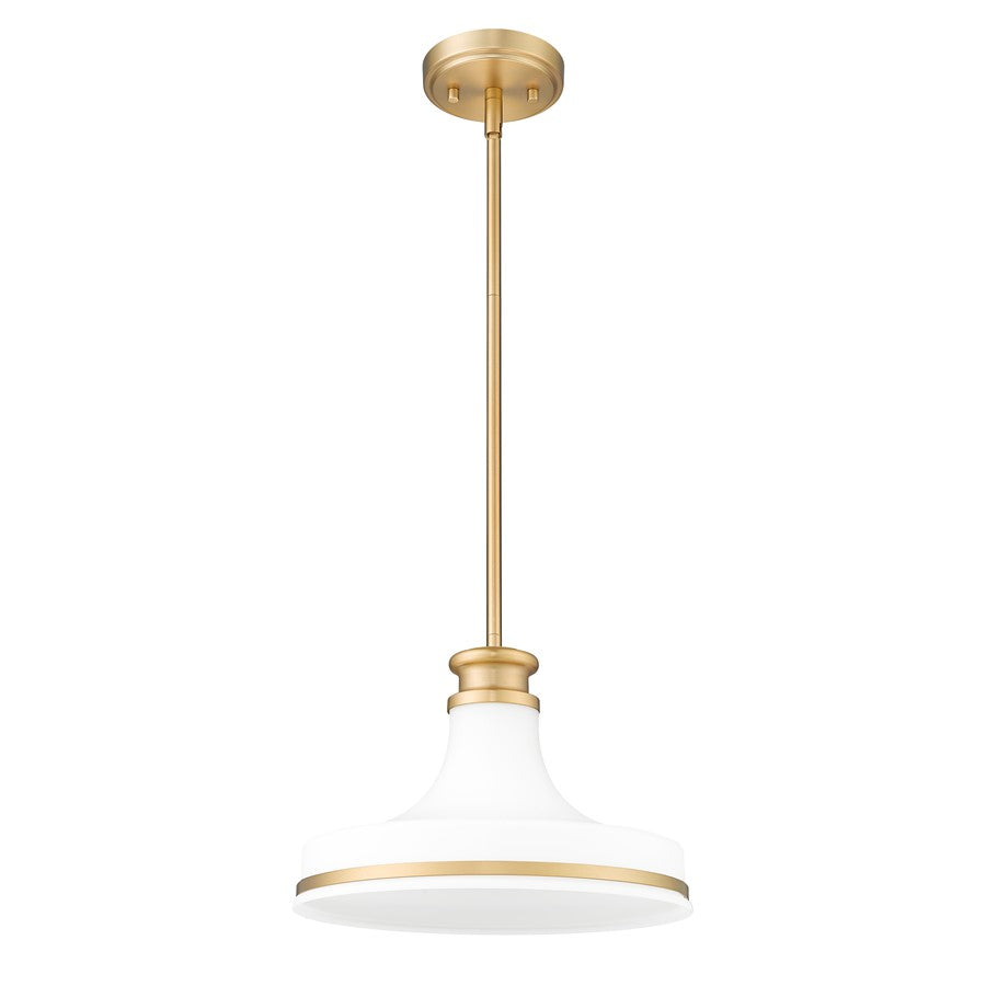 Z-Lite Reznor 1 Light 12" Pendant, Modern Gold/Matte Opal