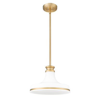 Z-Lite Reznor 1 Light 12" Pendant, Modern Gold/Matte Opal