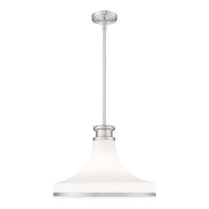 Z-Lite Reznor 1 Light 18" Pendant, Brushed Nickel/Matte Opal - 831P18-BN