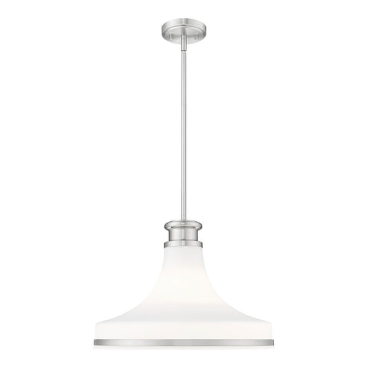 Z-Lite Reznor 1 Light 18" Pendant, Brushed Nickel/Matte Opal - 831P18-BN