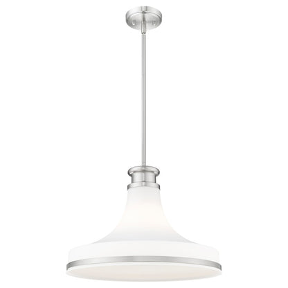 Z-Lite Reznor 1 Light 18" Pendant, Brushed Nickel/Matte Opal
