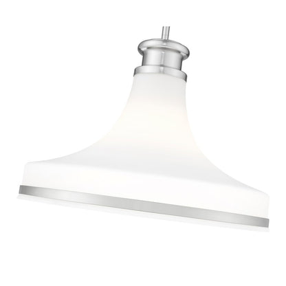Z-Lite Reznor 1 Light 18" Pendant, Brushed Nickel/Matte Opal