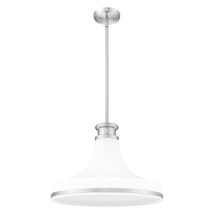 Z-Lite Reznor 1 Light 18" Pendant, Brushed Nickel/Matte Opal