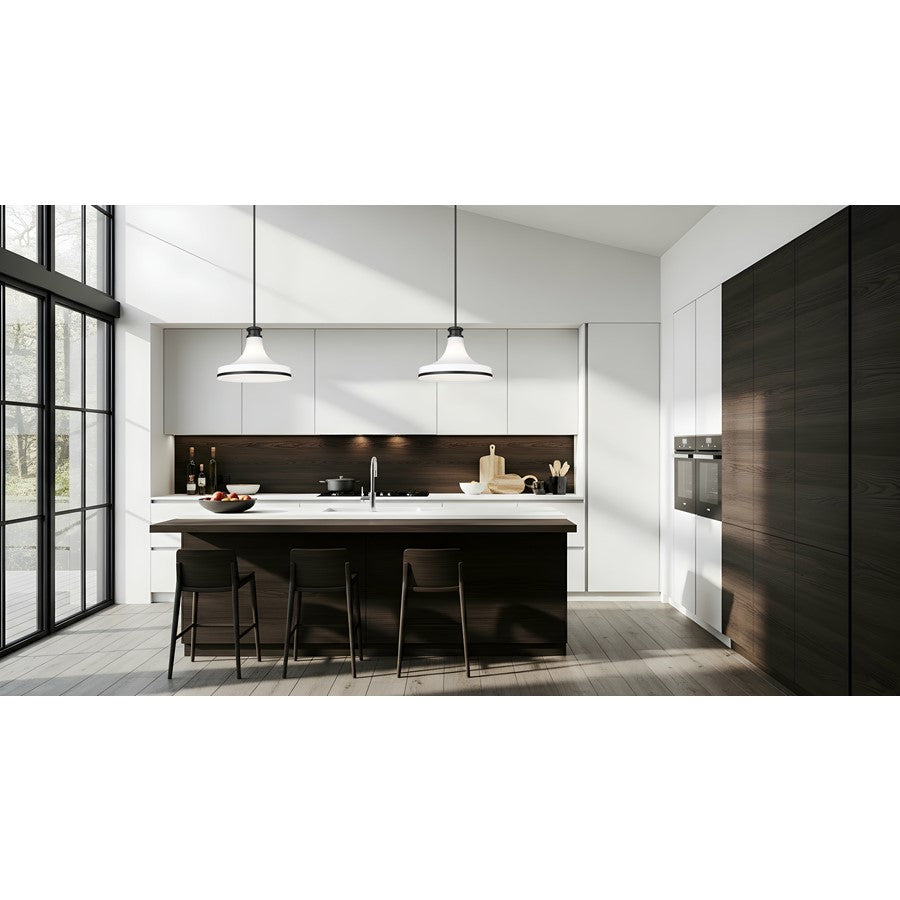 Z-Lite Reznor 1 Light 18" Pendant, Matte Black/Matte Opal