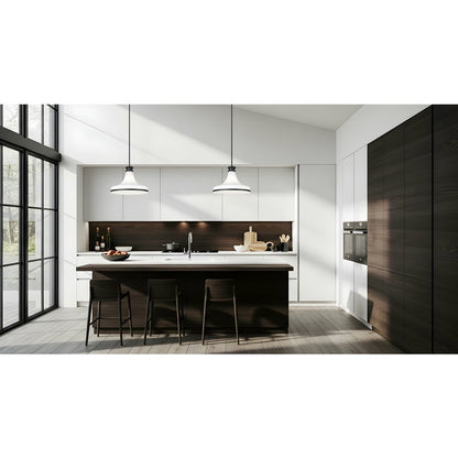 Z-Lite Reznor 1 Light 18" Pendant, Matte Black/Matte Opal