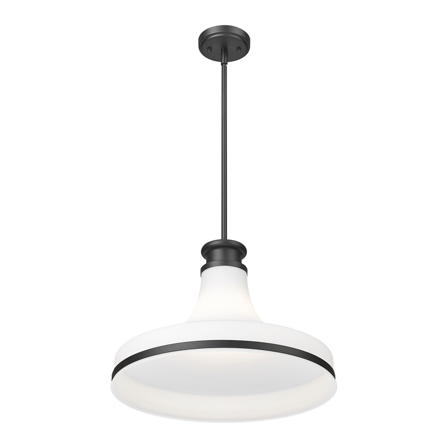 Z-Lite Reznor 1 Light 18" Pendant, Matte Black/Matte Opal