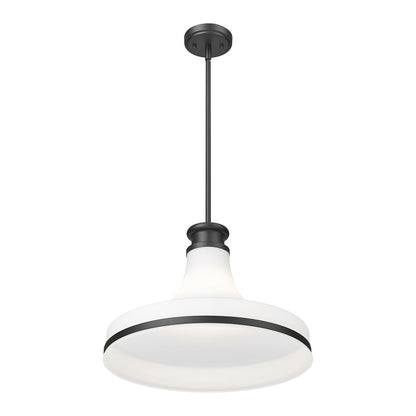Z-Lite Reznor 1 Light 18" Pendant, Matte Black/Matte Opal