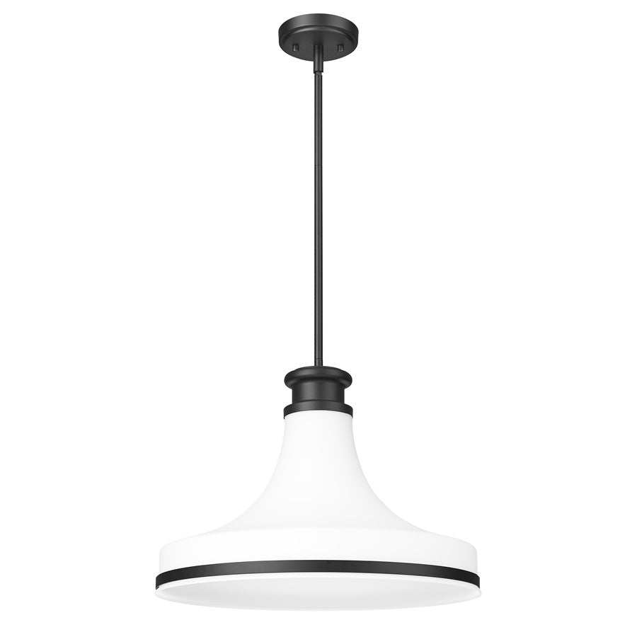 Z-Lite Reznor 1 Light 18" Pendant, Matte Black/Matte Opal