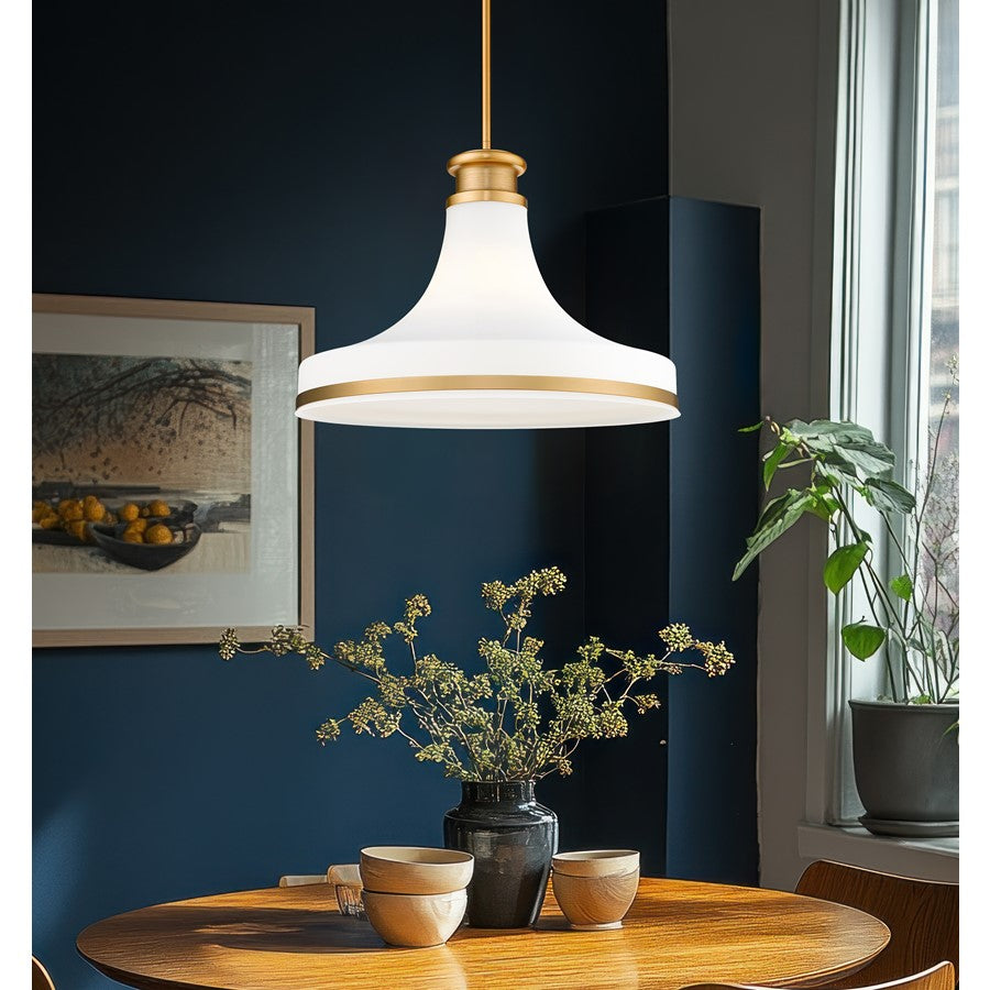 Z-Lite Reznor 1 Light 18" Pendant, Modern Gold/Matte Opal
