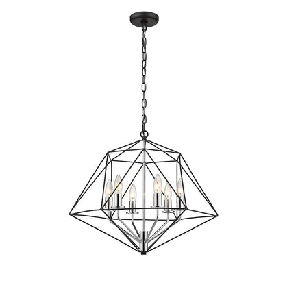 6 Light Chandelier, Matte Black