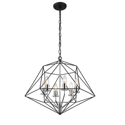 6 Light Chandelier, Matte Black