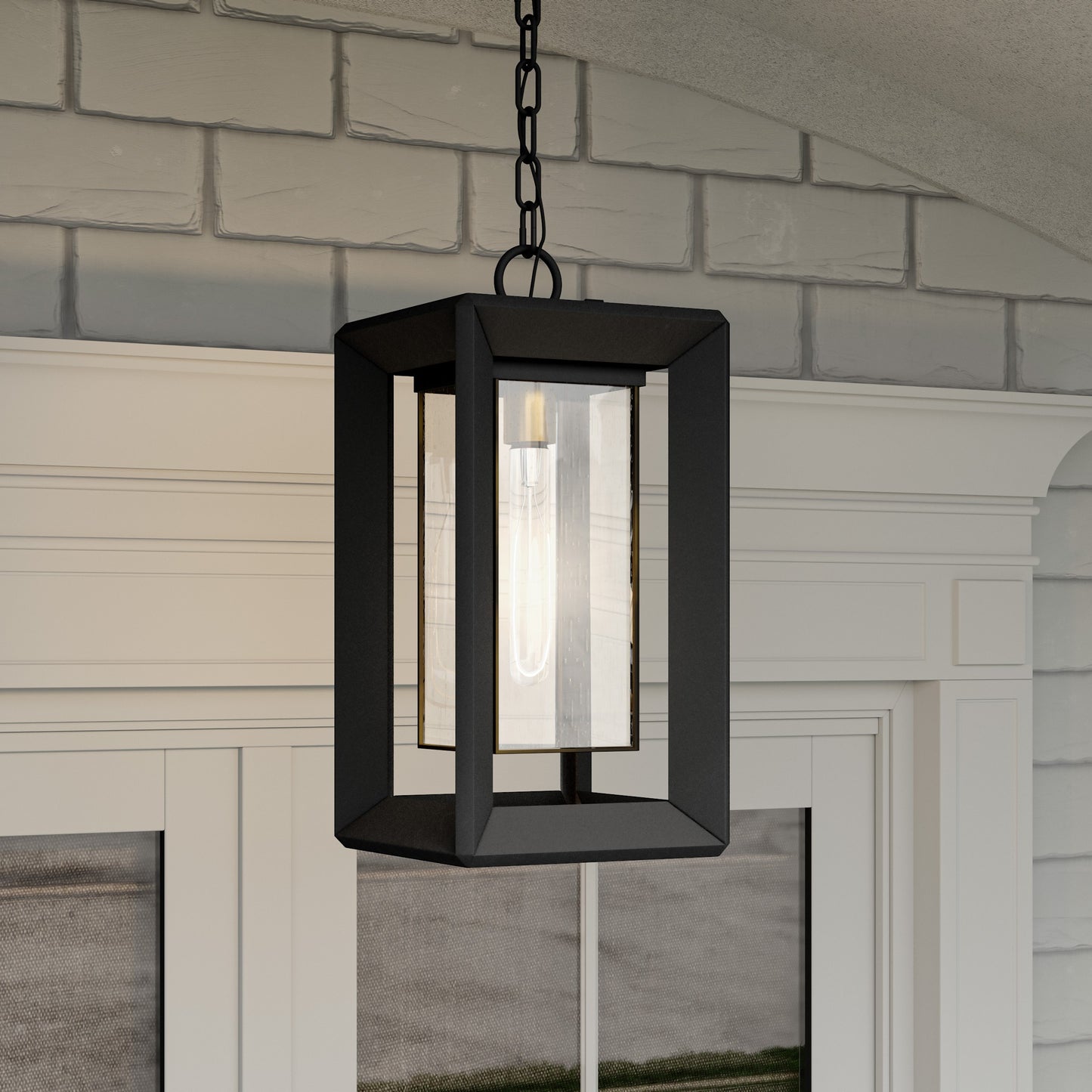 Quoizel Infinger 1 Light Outdoor Hanging Lantern, Earth Black