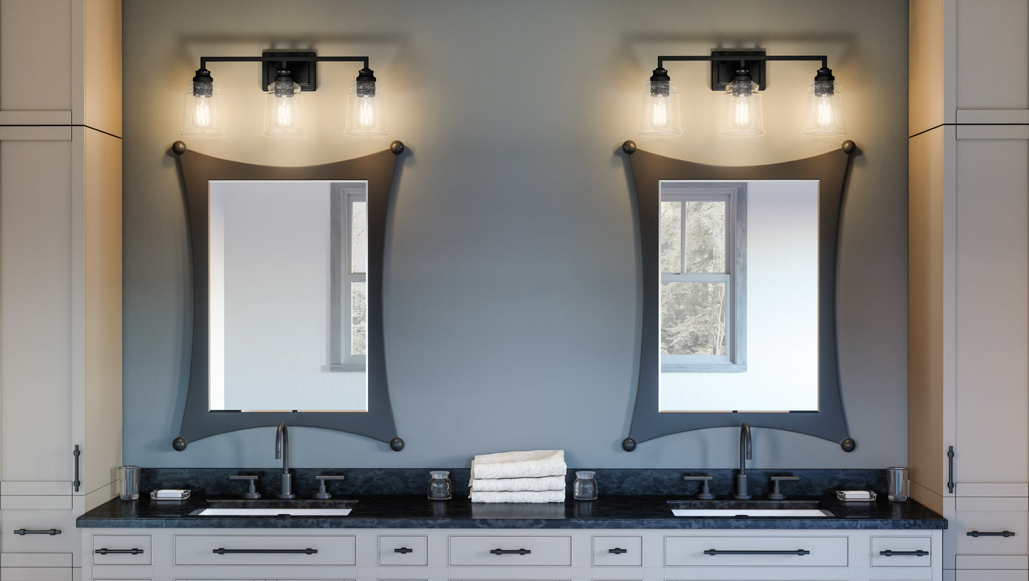 3 Light Bathroom Vanity Light, Matte Black