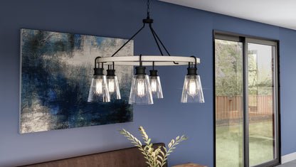 Quoizel Kingsbridge 6 Light Chandelier, Earth Black/Clear Seeded - KGB5029EK