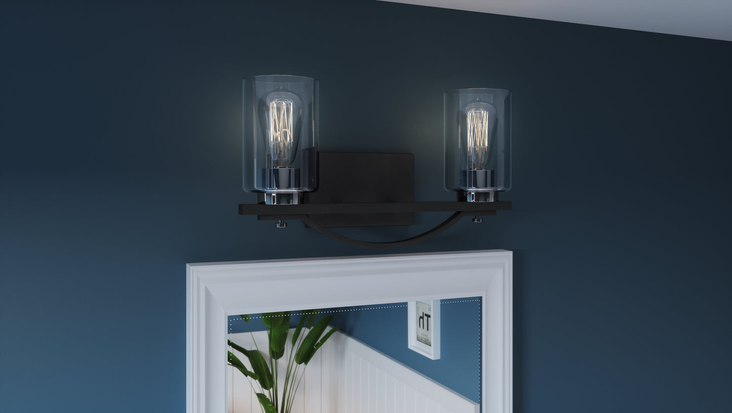 2 Light Bathroom Vanity Light, Matte Black