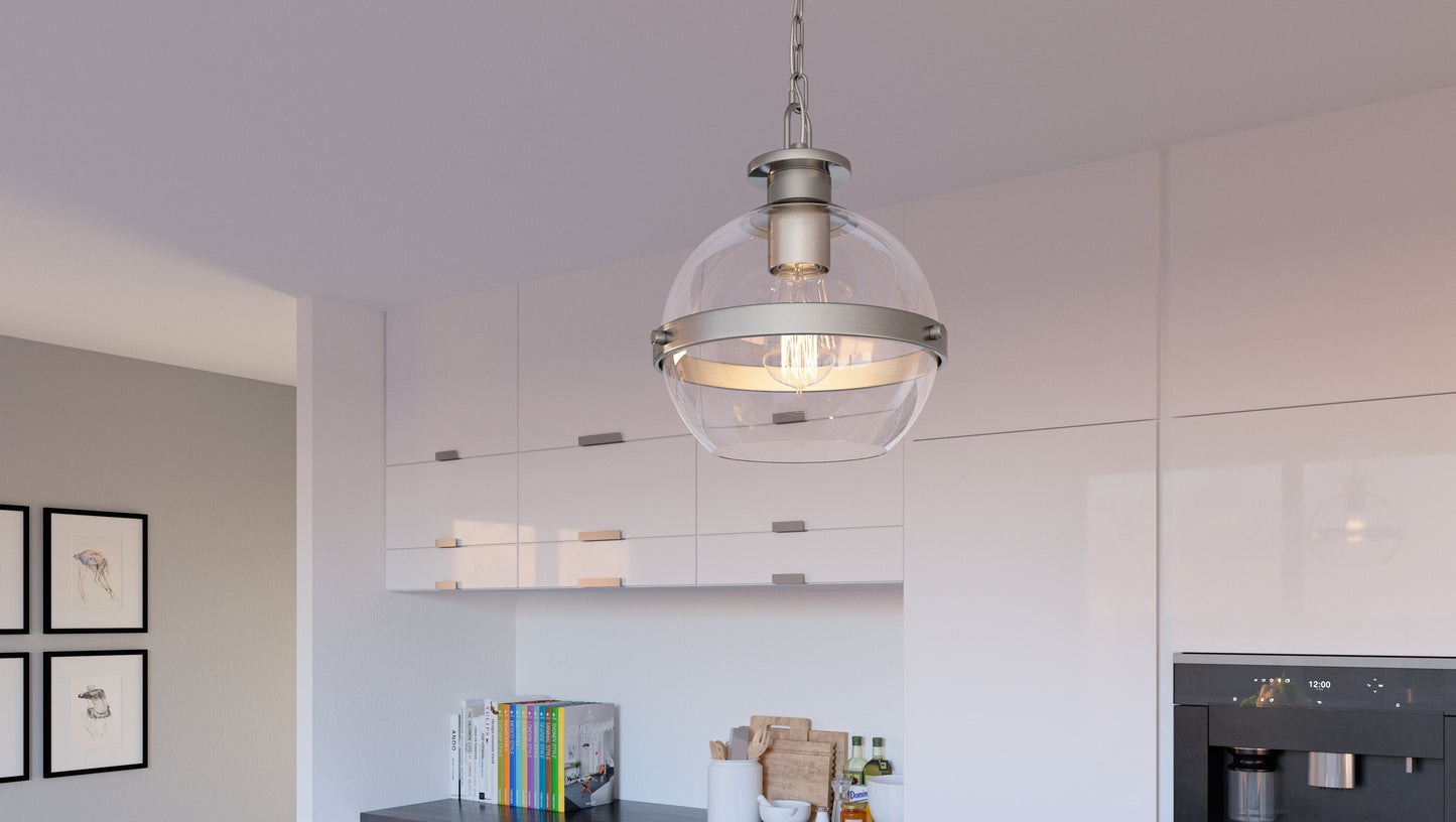 1 Light Mini Pendant, Brushed Nickel