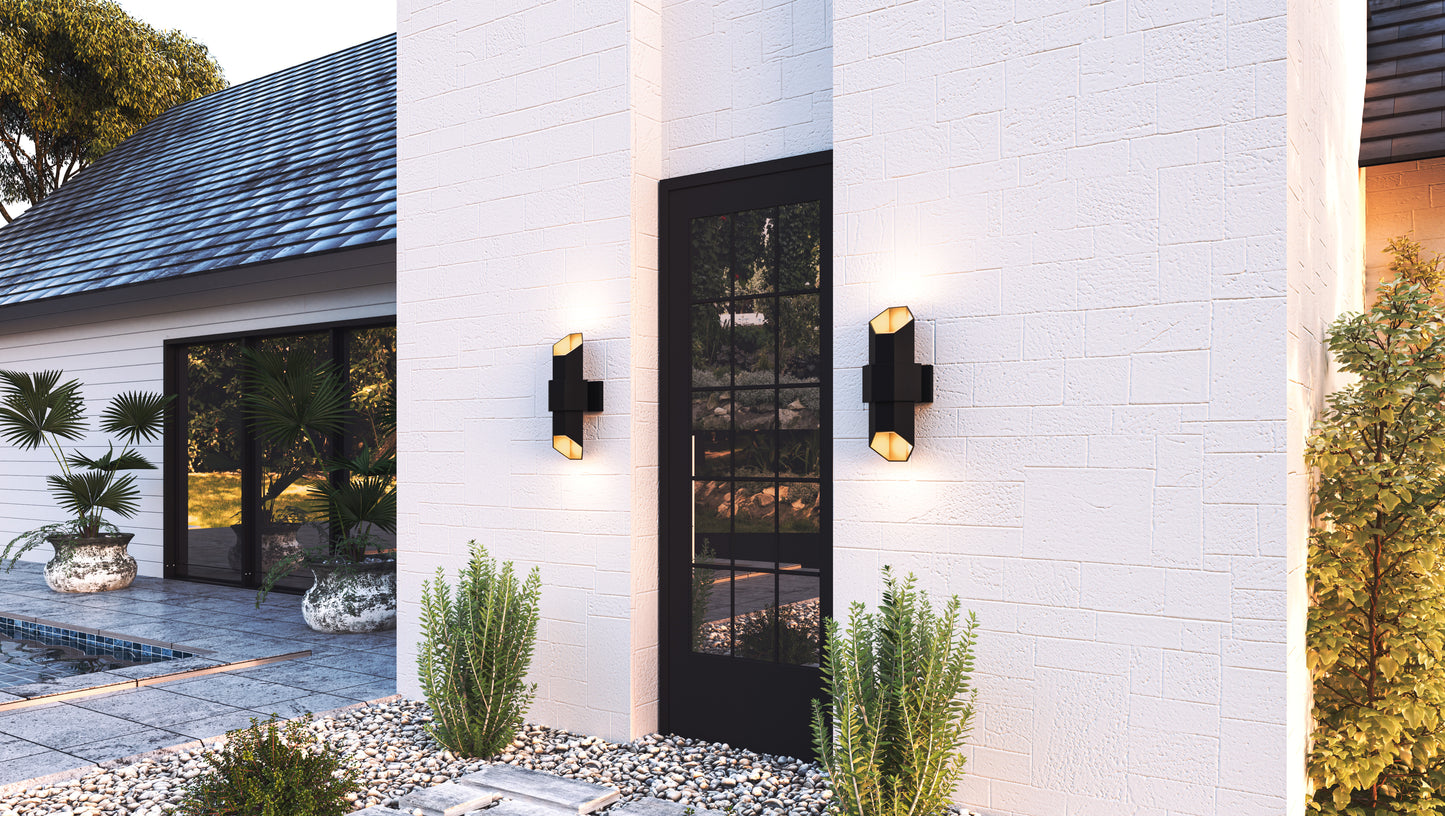 Quoizel Chasm Outdoor Lantern, Matte Black Gold