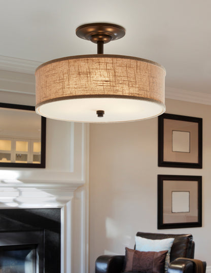 Quoizel 3 Light Cloverdale Semi-Flush Mount, Mottled Cocoa