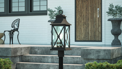 Quoizel Ellerbee 1 Light Outdoor Post Lantern, Mottled Black