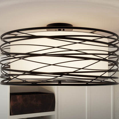 Quoizel Spiral 3 Light Semi-Flush Mount, Mystic Black