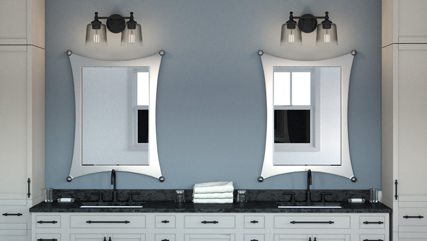 2 Light Bathroom Vanity Light, Matte Black