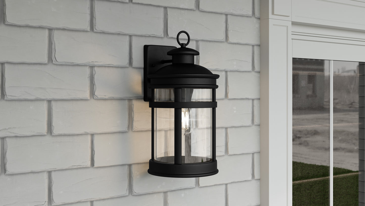 Quoizel Scout 1 Light Outdoor Lantern, Matte Black/Clear