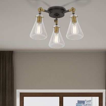 Quoizel Mccall 3 Light Semi Flush Mount, Western Bronze/Clear