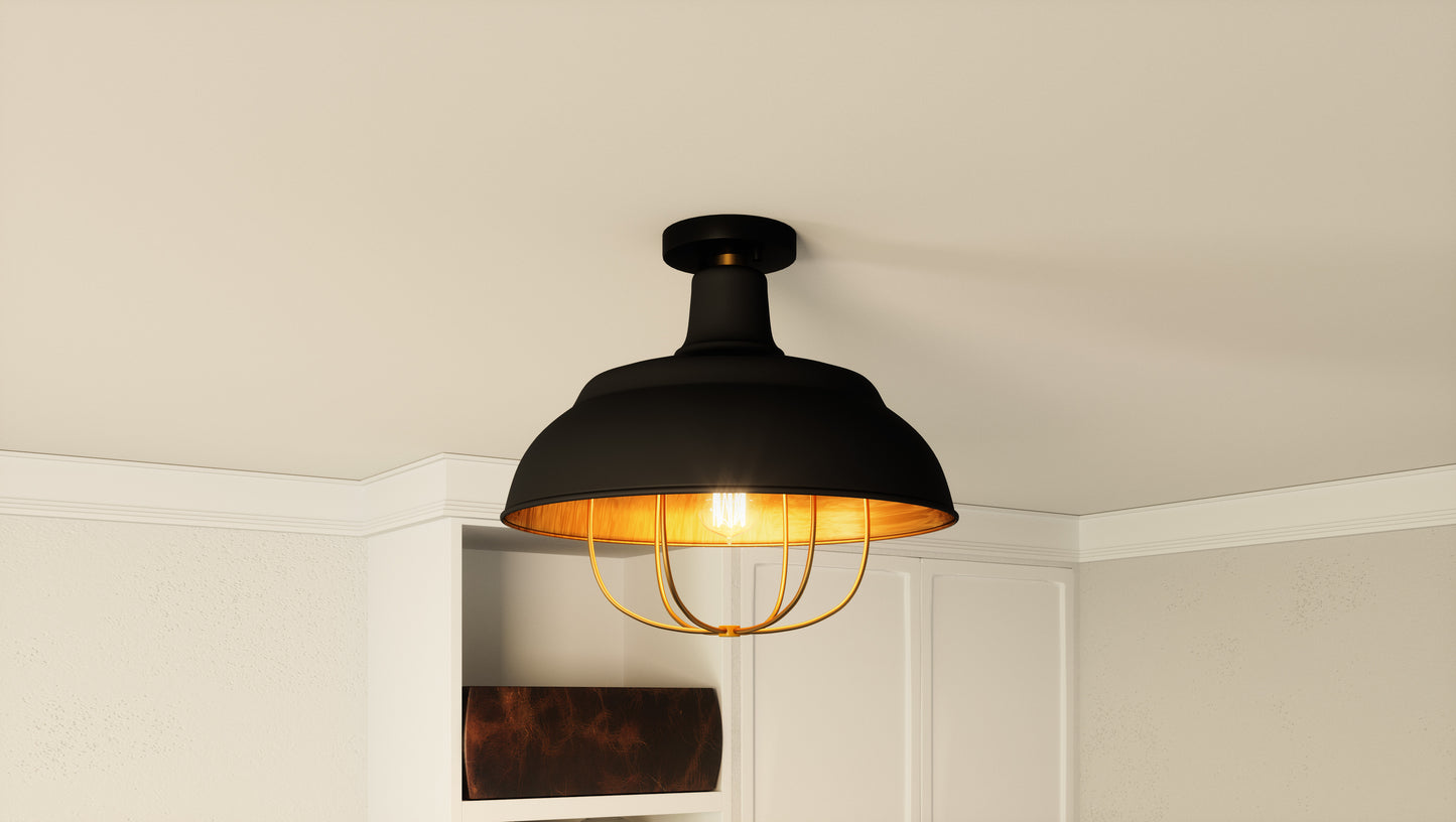 Quoizel Darmody 1 Light Semi-Flush Mount, Metal