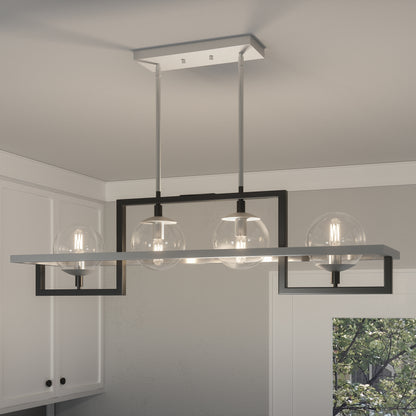 Quoizel Kane 4 Light Linear Chandelier, Earth Black