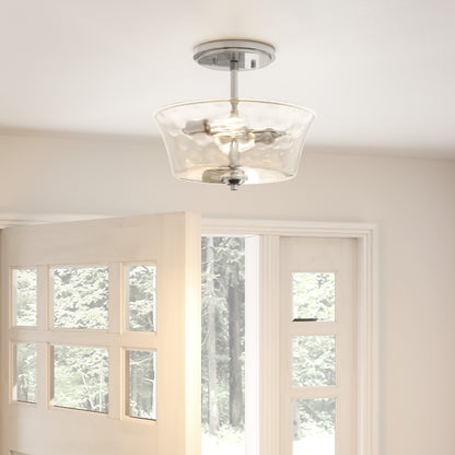 Quoizel Acacia 2 Light Semi-Flush Mount, Clear Water