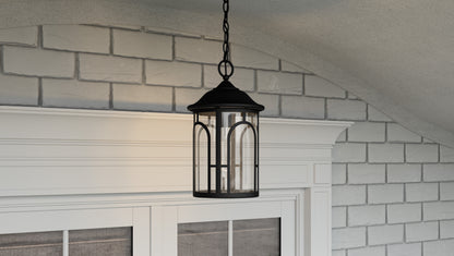 Quoizel Brampton 1 Light 17" Outdoor Lantern, Matte Black/Clear