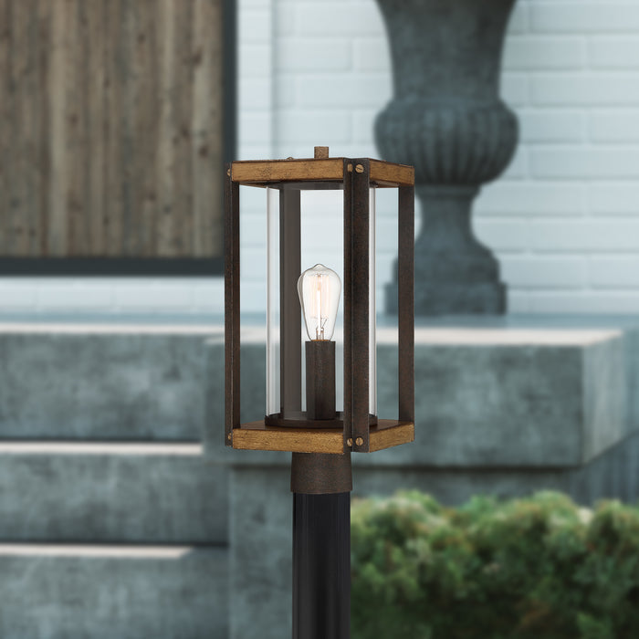 Quoizel Marion Square 1 Light Outdoor Post, Black/Clear