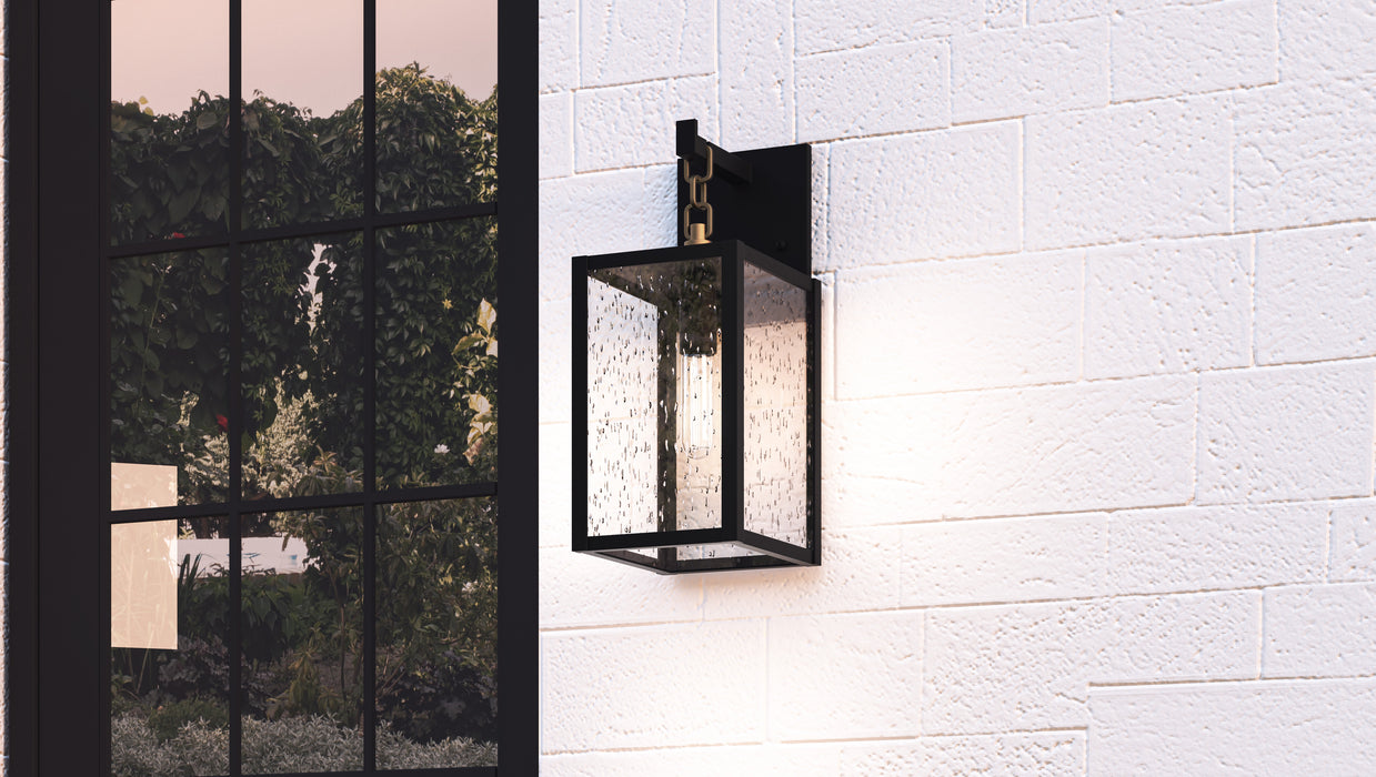 Quoizel Anchorage 1 Light Outdoor Lantern, Black/Clear Seedy