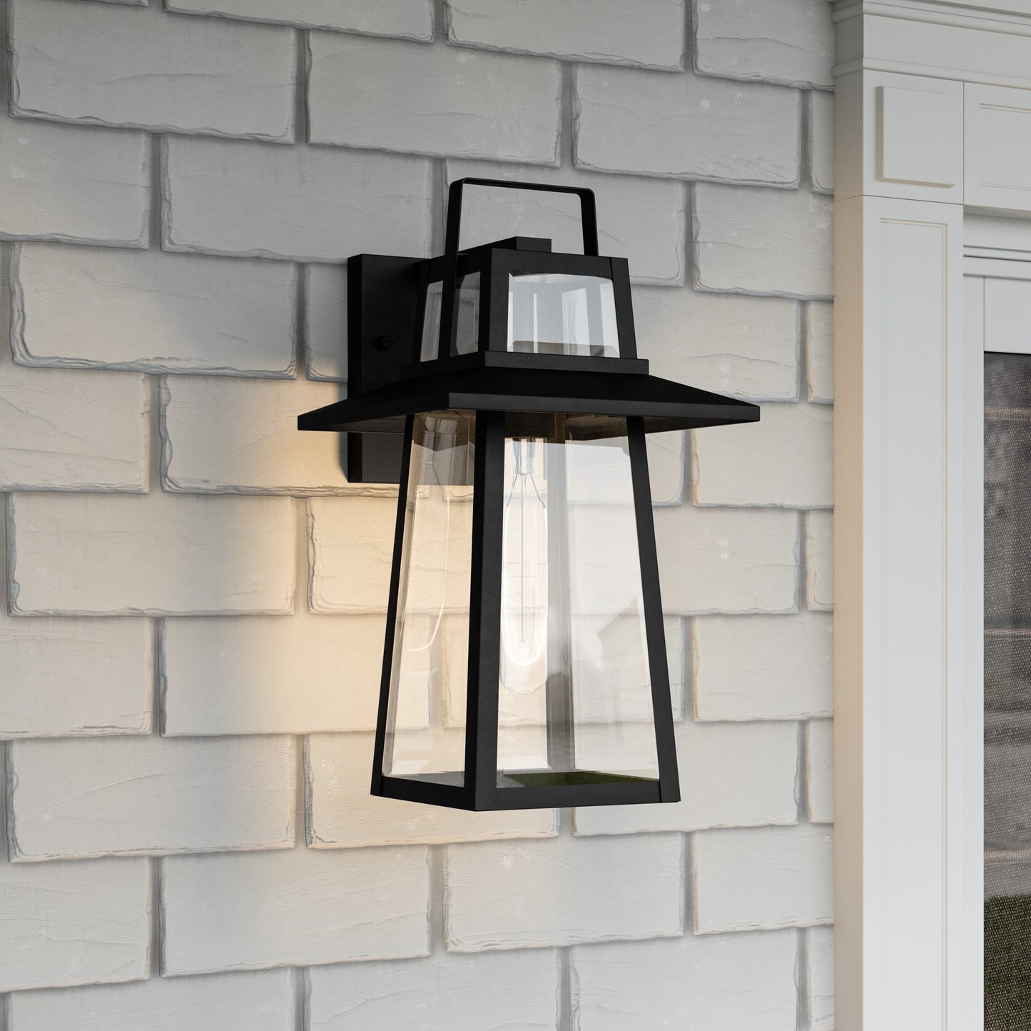 Quoizel Devonport 1 Light Outdoor Lantern, Matte Black/Beveled