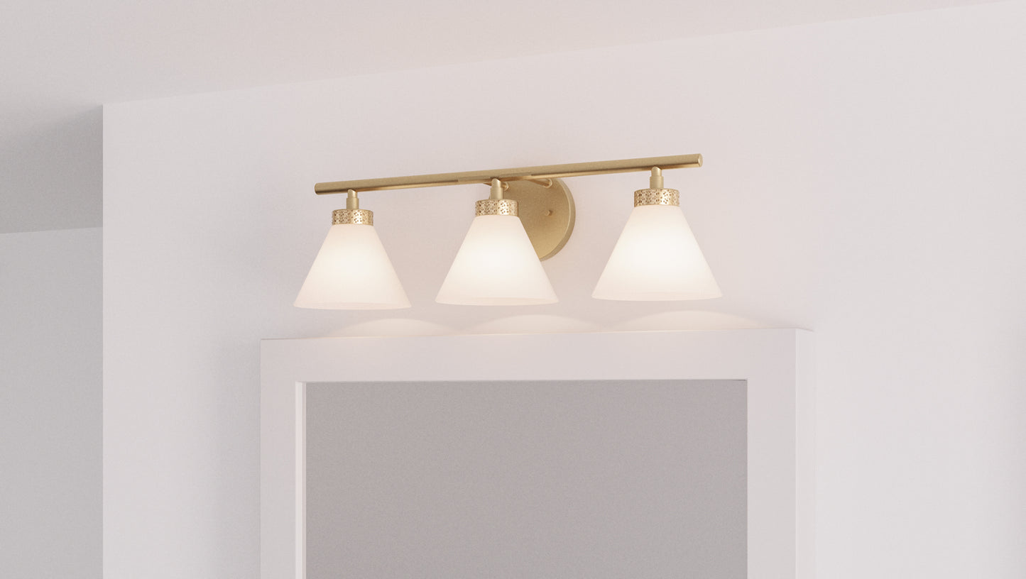 3 Light Bathroom Vanity Light Weathered Brass