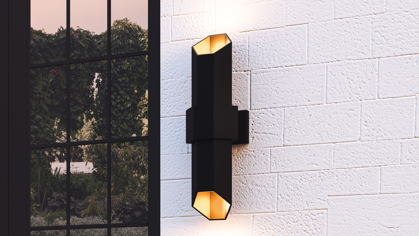 Quoizel Chasm Outdoor Lantern, Matte Black Gold